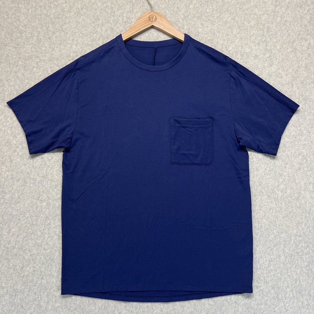 Lululemon‎ Mens Blue Pocket T Shirt Short Sleeve Crewneck Casual Tee XL